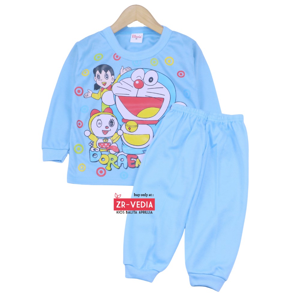 Piyama Kaos Kartun uk 3 Tahun / Baju Tidur Bahan Kaos Anak Laki Perempuan Murah Gambar Kartun Adem