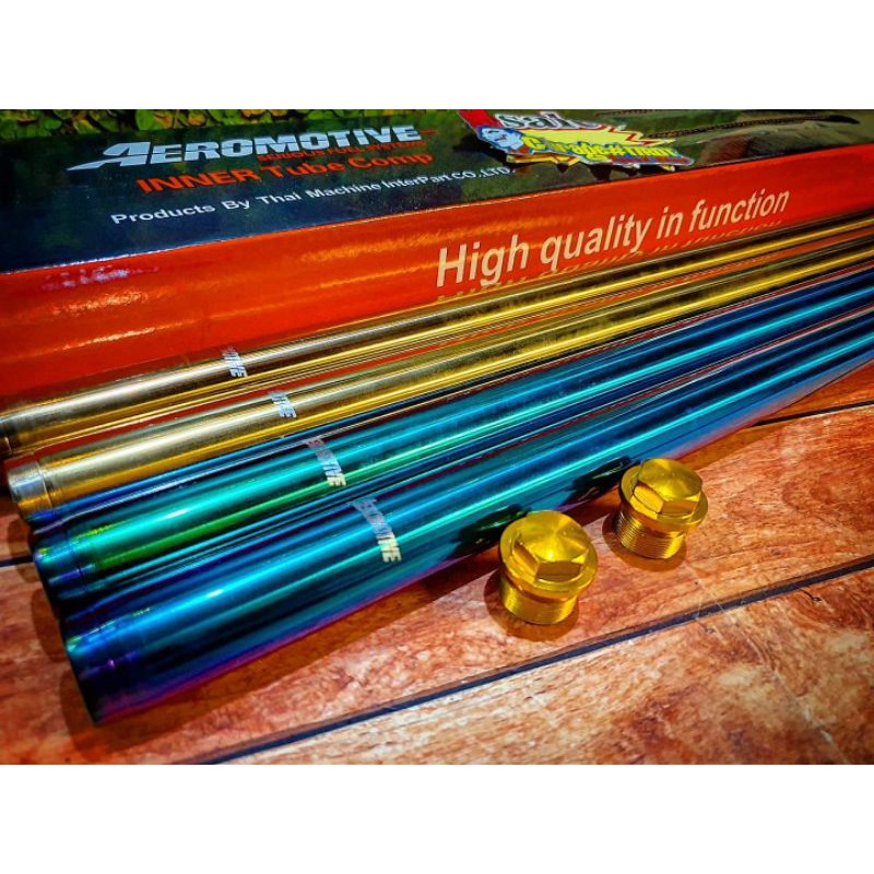 As Shock Depan Gold Green Rainbow 26Mm Aeromotive Plus Tutup As Shock Sonic Satria Fu Ninja R Rr.