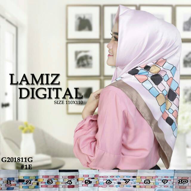 Segiempat Lamiz Kotak . Jilbab Turkey . Hijab Square Satin . Kerudung
