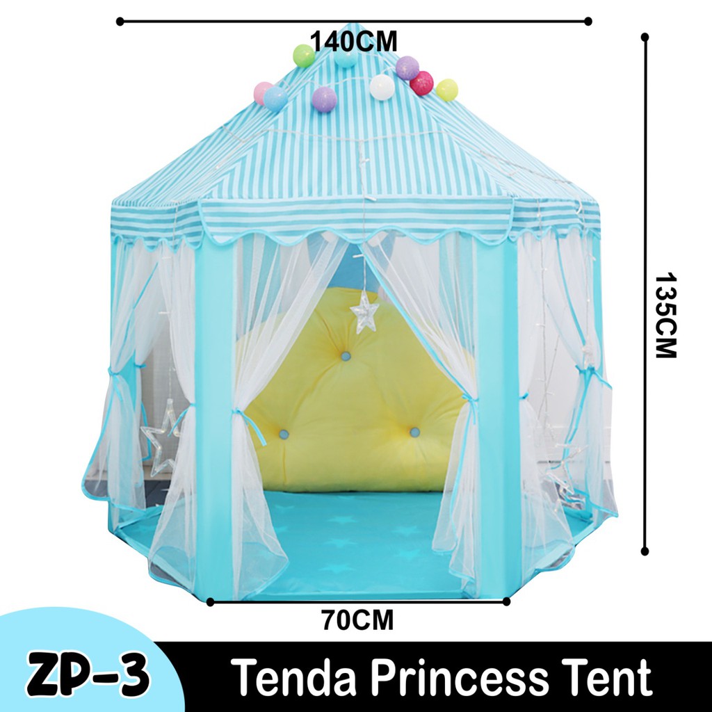 Tenda Princess Anak Tenda Outdoor Indoor Tenda Kerucut Kelambu Pink Biru tenda bermain anak