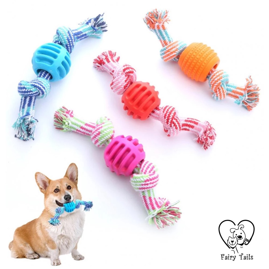 Mainan Gigitan Kunyah Untuk Anjing dan Kucing Tali dan Bola TPR/ Pet Chew Toy with Rope and TPR Ball