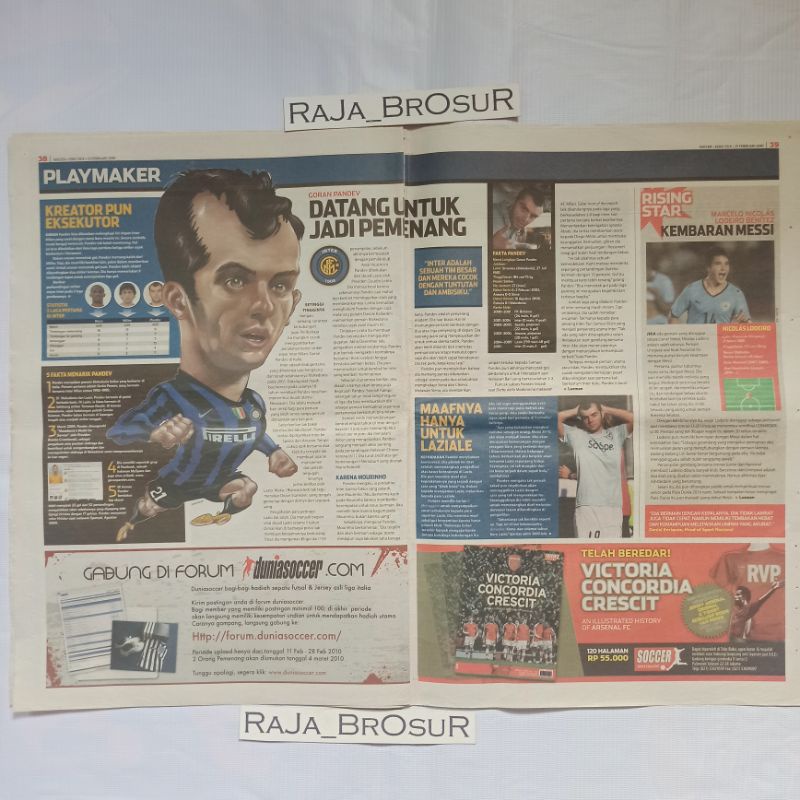 Rubrik koran soccer playmaker Goran Pandev FC Inter Milan