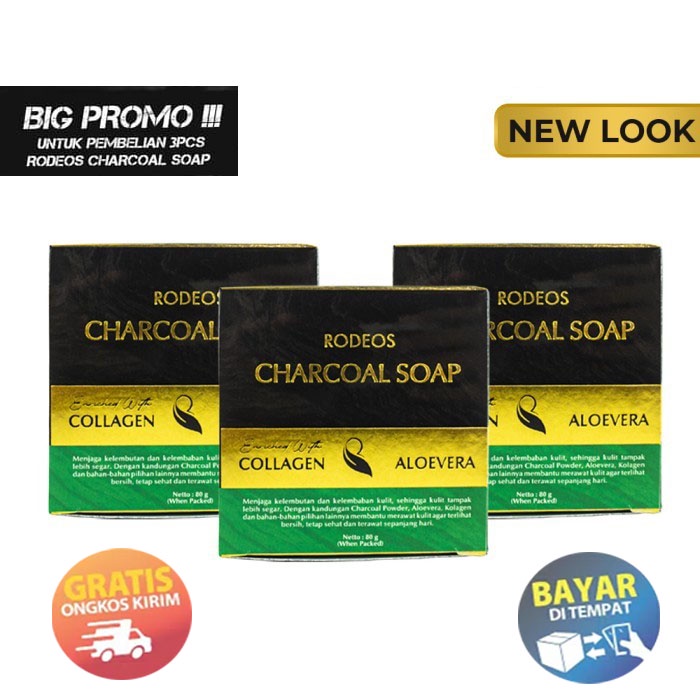BIG PROMO 3 PCS Rodeos Charcoal Soap - Original 100%