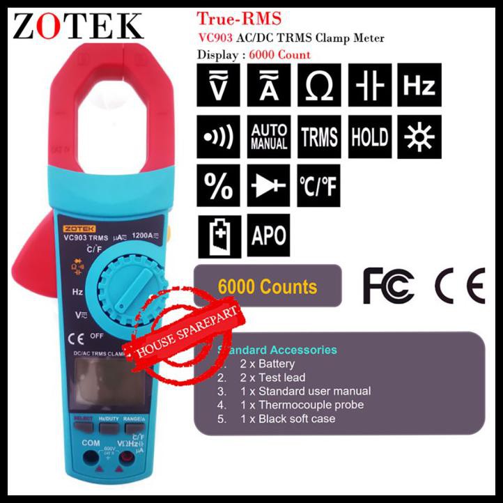 Zotek Vc903 Auto Range Clamp Meter Tang Ampere Digital Tang Ampere