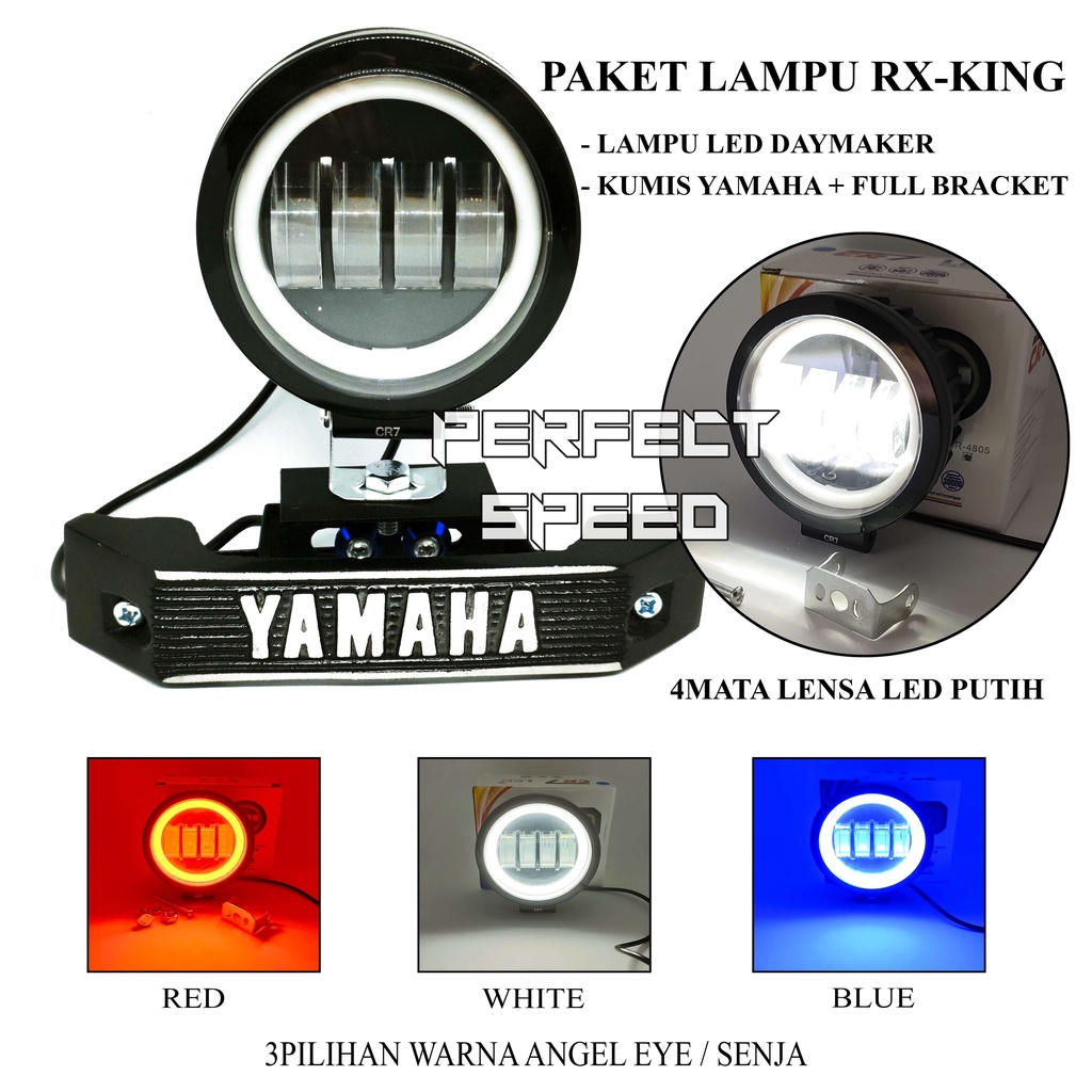 PAKET LAMPU KECE [ PNP RX-KING ][ DAYMAKER 4 LENSA LED + BREKET KUMIS YAMAHA FULL SET [ PNP RX-KING ]