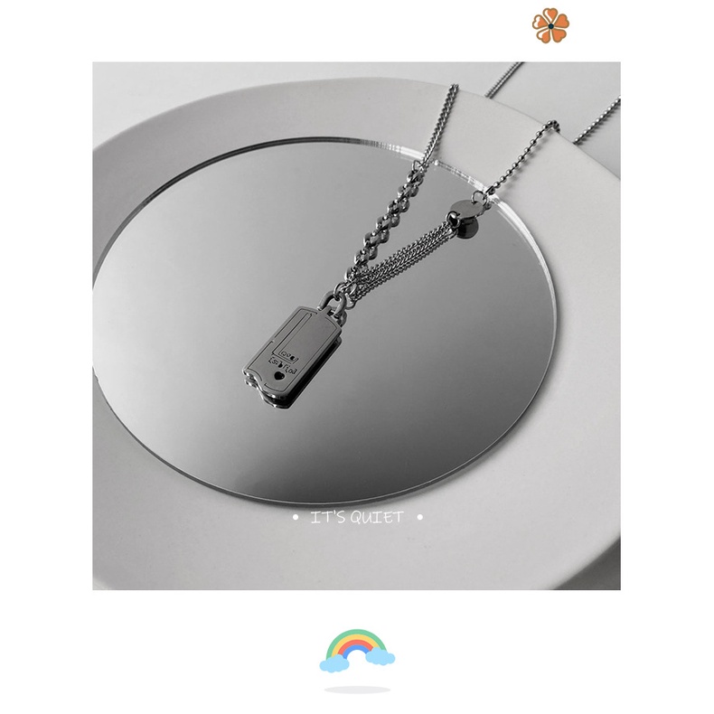 Kepribadian Street titanium baja pelat persegi kalung wanita pribadi hip hop In gaya huruf CINTA lio