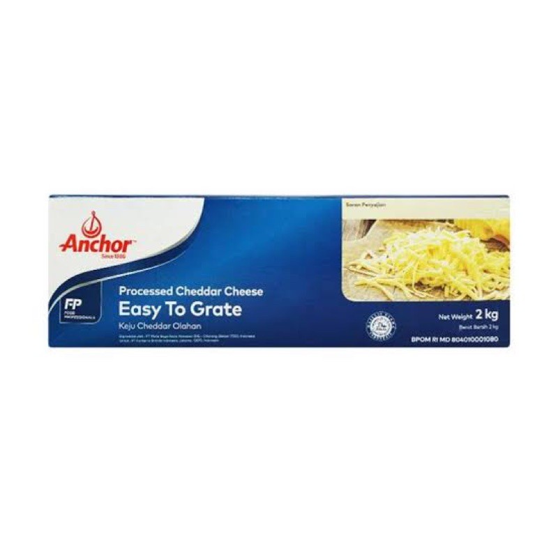 ETG Keju Parut Anchor 2 KG / Cheddar Cheese Anchor / Cheese ETG / Cheddar Anchor 2 KG