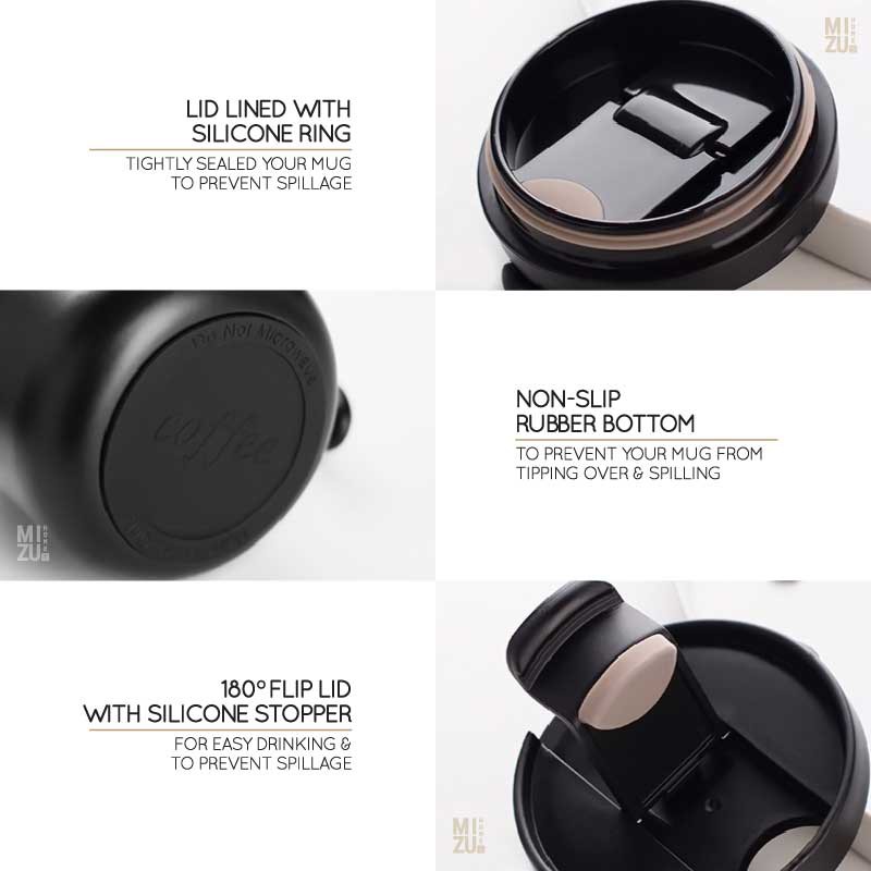 MIZU TAZZA Thermos Mug 400ml Hot & Cold Drinks 304 Stainless Steel Tumbler Cangkir Termos Stenles-7