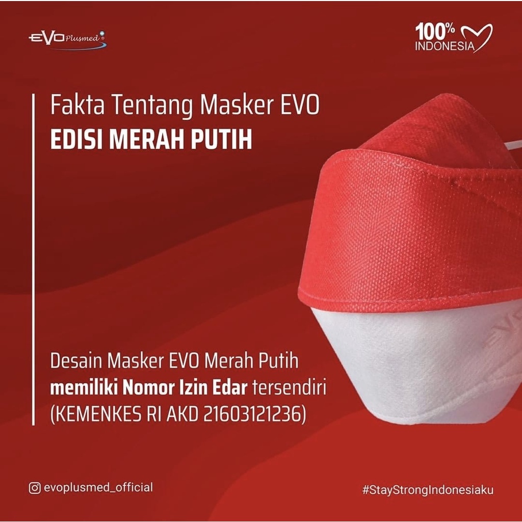 Masker Evo Plusmed Special Edition Merah Putih 4ply Isi 20Pcs