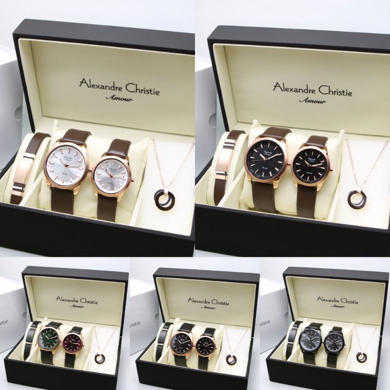 JAM TANGAN ALEXANDRE CHRISTIE AC 8664 / AC8664 BOX SET COUPLE ORIGINAL GARANSI RESMI 1 TAHUN