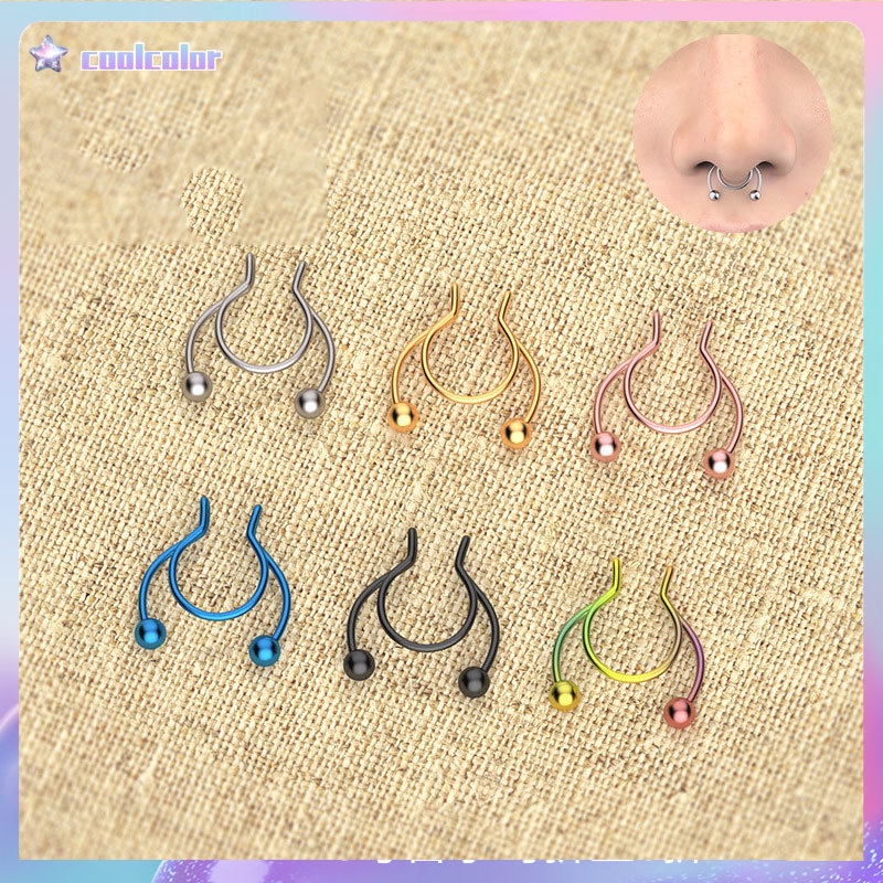 【Ready stock】Tindik Cincin Hidung Palsu Tahan Karat Septum Magnetik U Bahan Cincin Tindik Hidung Unisex fashion kecenderungan COD