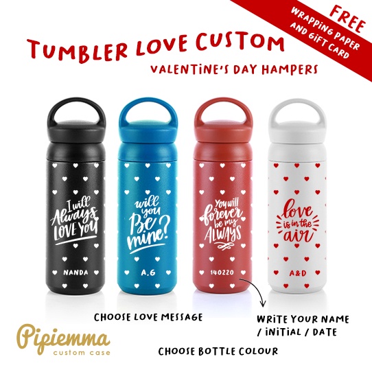 Tumbler Valentines day hampers kado Custom love pacar botol minum termos Osaka Travel Tumbler Tumbler Termos Stainless Steel 350 ml