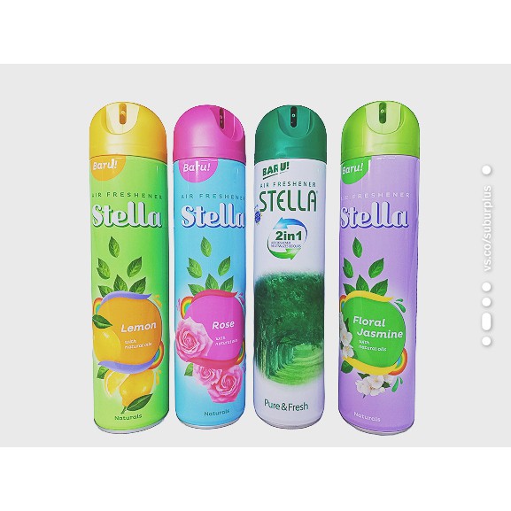 Stella Aerosol 400ml ( Lemon , Rose , Jasmine , Apple , Orange , Pure & Fresh )