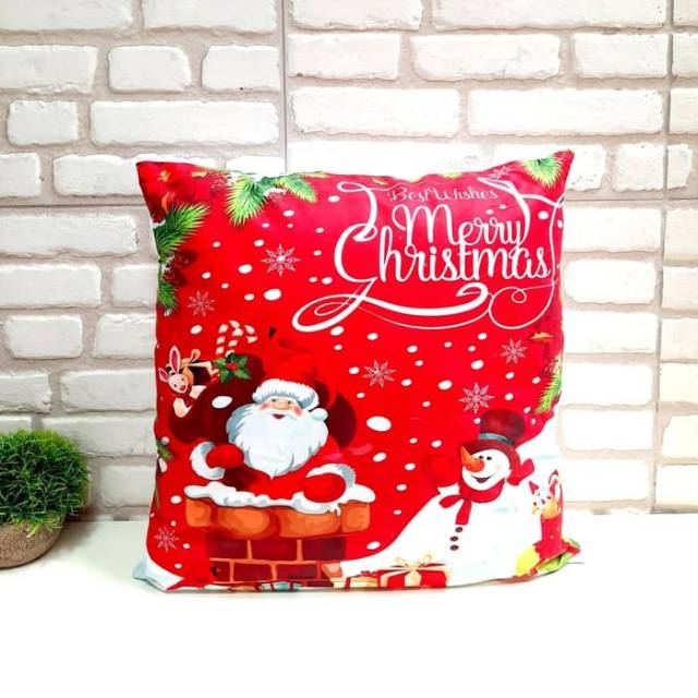 Sarung Bantal Natal Hadiah Dekorasi Christmas Murah Pillow Case Merah