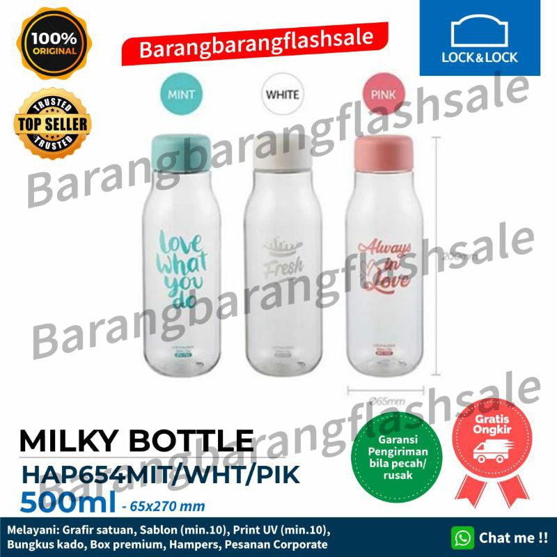 Botol Minum Lock n Lock Milky Water Bottle 500ml / botol murah lock &amp; lock HAP654