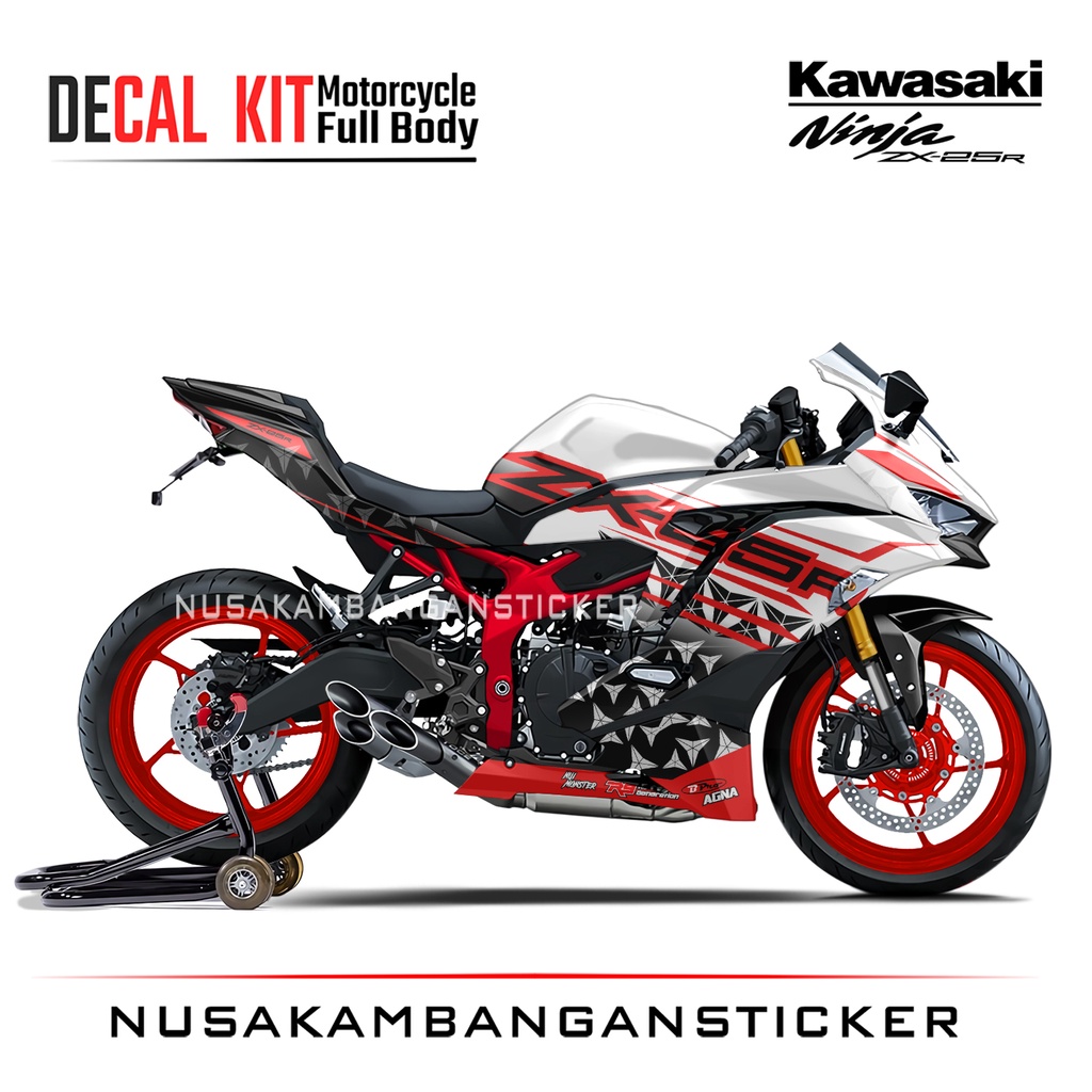 Stiker Ninja ZX25R White Star Merah