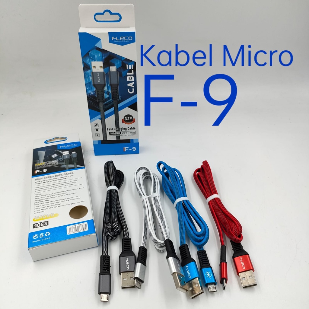 Kabel data Fleco F4 F6 F9 fast charging 3.1A micro usb DAN TYPE C tali sepatu