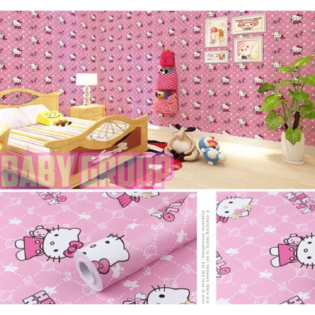 COD PROMO PALING MURAH - PUSAT Wallpaper Dinding Stiker Motif KARAKTER DORAEMON / HELLO KITTY / KEROPPI UKURAN 45CMX1M BEST SELLER