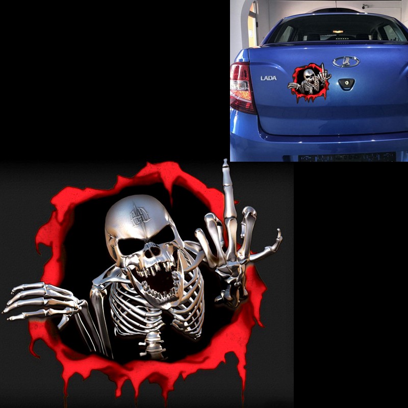 Stiker Tengkorak Metal 3d 15x14cm Untuk Mobil Skele Shopee Indonesia