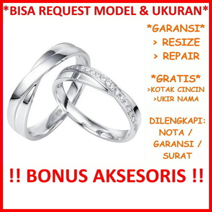 Gratis Ukir Nama Garansi Silver Asli Bisa Pesan Model Cincin Kawin Couple Perak Tunangan Nikah Id521