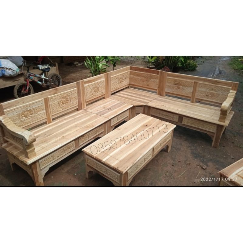 kursi sudut minimalis kayu Jati kursi tamu minimalis Jati kursi pojok jati