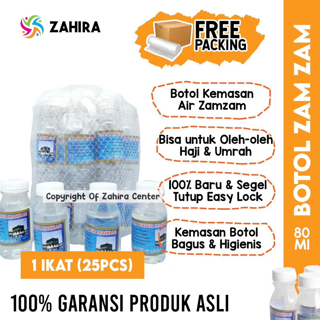 

1 IKAT (25 PCS) Botol Kosong Untuk Air Zam zam 80ml Bersih Higienis Untuk Oleh oleh Haji Umroh Arab