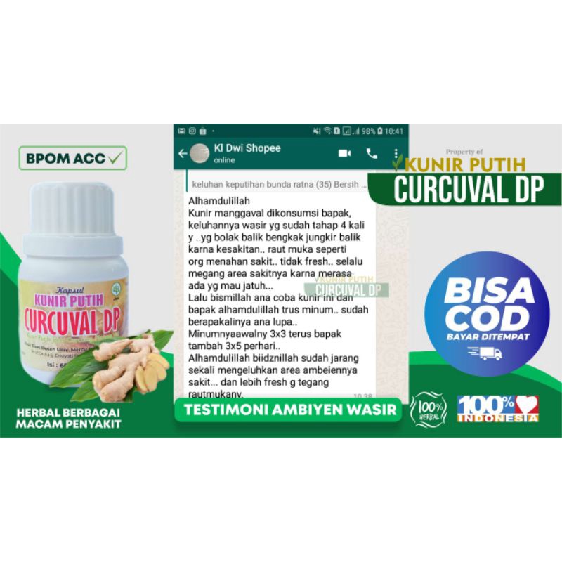 OBAT WASIR AMBIEN HERBAL ALAMI KUNIR PUTIH CURCUVAL DP