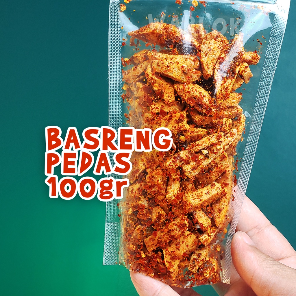 Jual Basreng Kering Pedas Daun Jeruk Berat 100 Gram Stik Basreng Daun