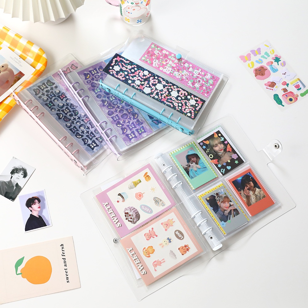 A5 A6 Shiny Binder Cover 3 Inch 5 Inch 7 Inch Photocard Organizer Photo Album Sticker Cards Storage Holder Loose Leaf Sleeves