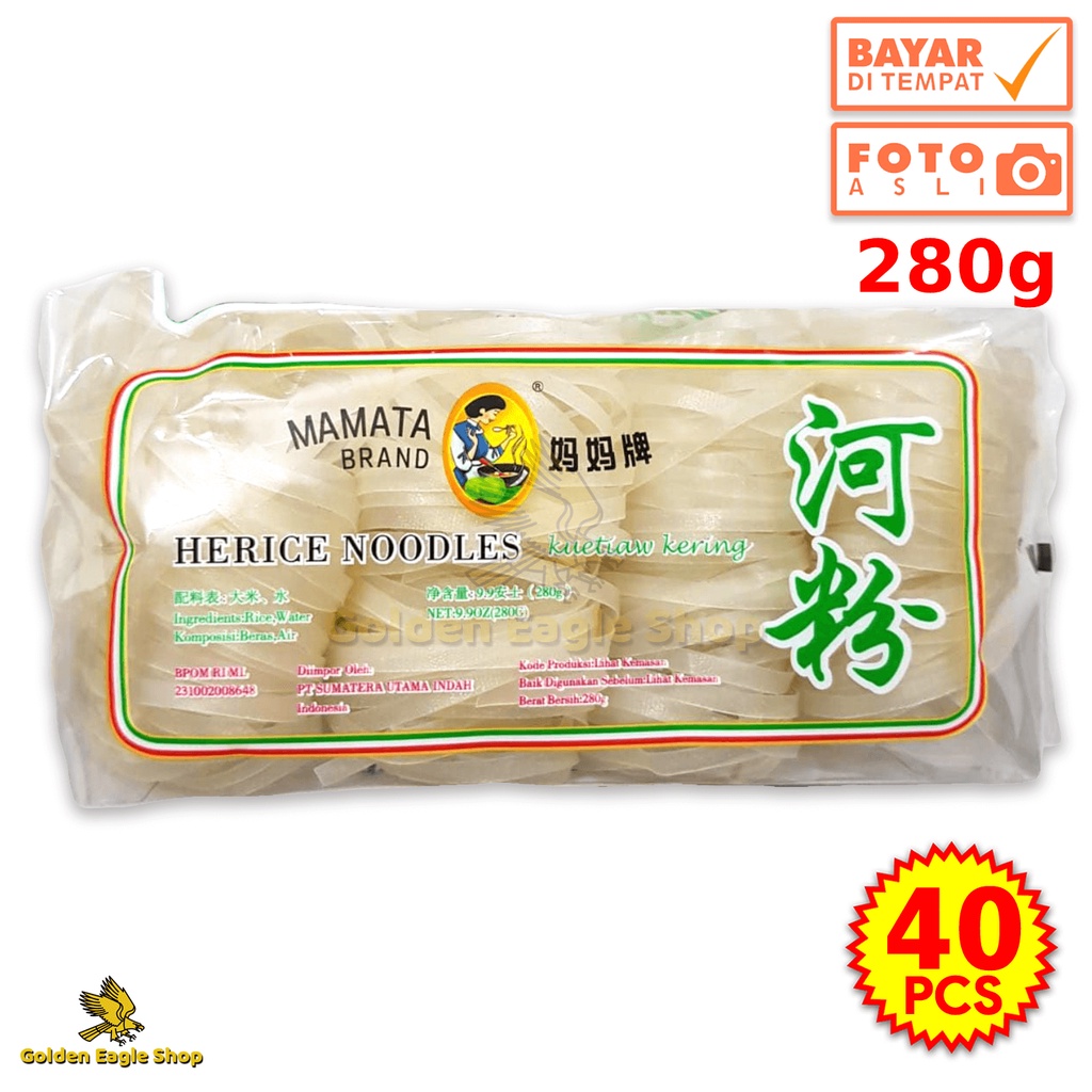 

[40 Pack] Mamata Brand Herice Noodles Kwetiau Kering (40 x 280 gr) 280 gr Murah