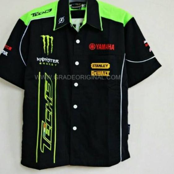 ₣₣ »pri⋆ ₣₣ BAJU KEMEJA BORDIR OTOMOTIF YAMAHA TECH3 MONSTER ENERGY ₣₣₣