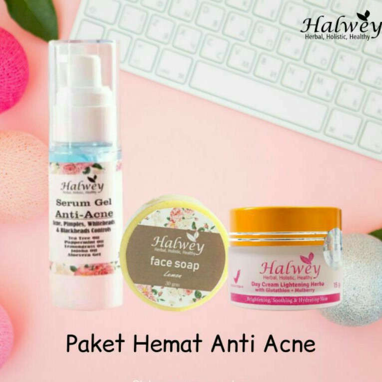 [HALWEY] Paket Hemat Anti Acne Halwey Skincare. Aman, Sehat, Halal