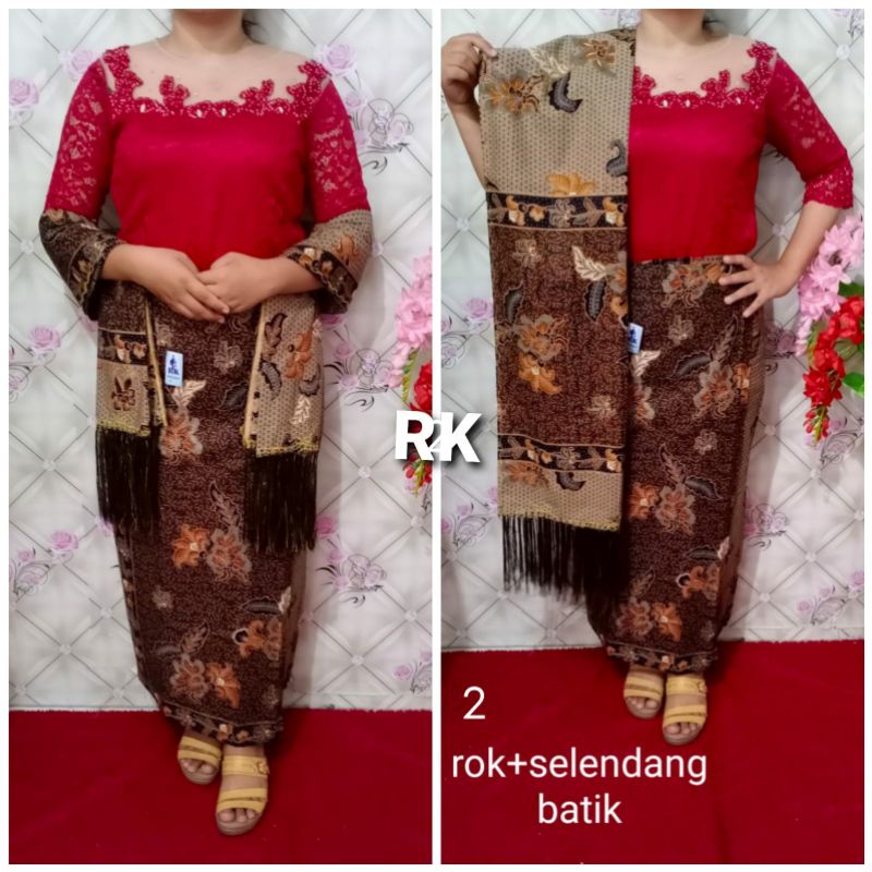 Rok dan Selendang Bordir Motif Batik-1