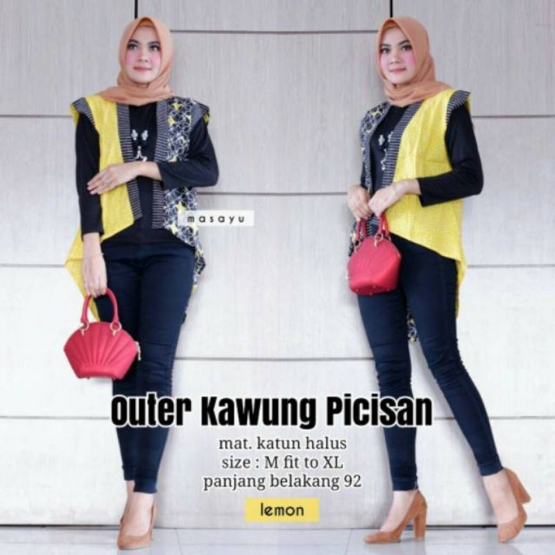 Outer wanita ABG katun murah kekinian modis batik kawung picisan Baju luar blazer bleser Cardi rompi syantik energik santai