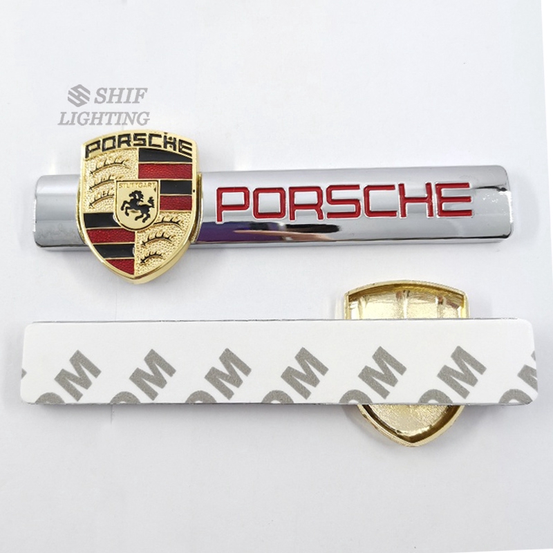 1pc Stiker Emblem Logo Kuda PORSCHE Antik Bahan Metal Warna Emas Untuk Dekorasi Mobil