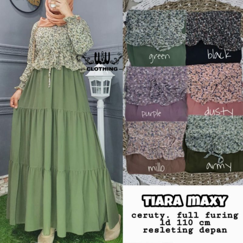 tiara maxy dress gamis ceruty full furing by w&w