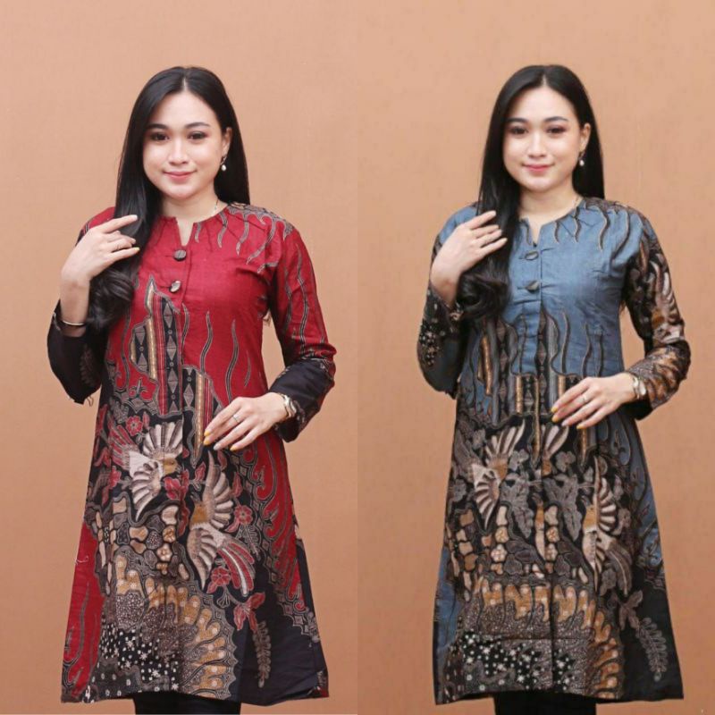 Tunik Batik Wanita Modern Serut Genes Asli Pekalongan Jelita Tunik M L XL