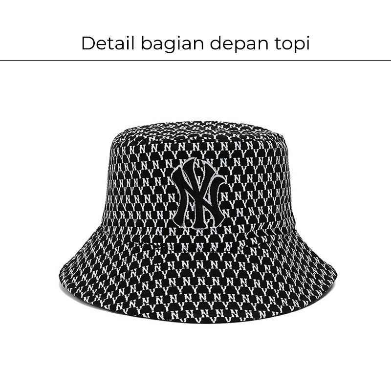 Topi Bucket Hat Pria Wanita Korea Motif NY Fashion style Kekinian Kualitas bahan Import BKAA