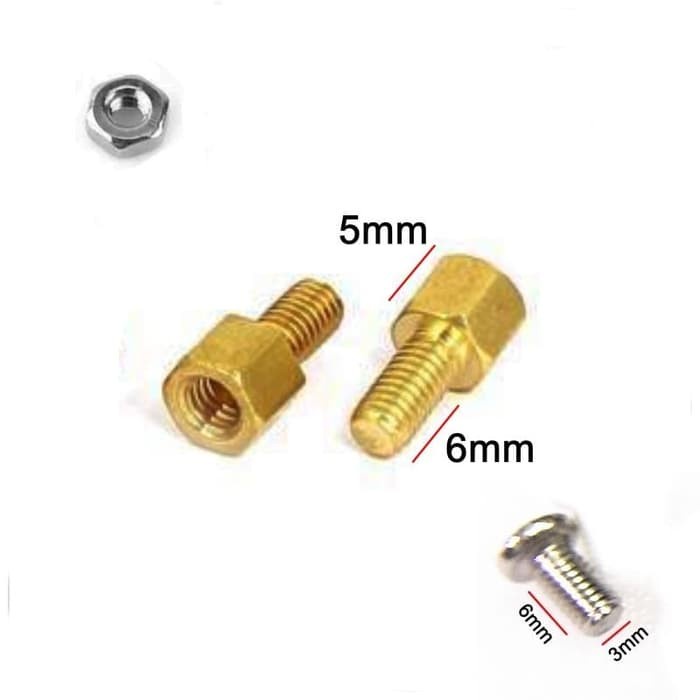 [54F50] Spacer Besi Kuningan M3 Hex Screw 5+6 Pcb 5Mm Lengkap Mur Baut [mur.baut]