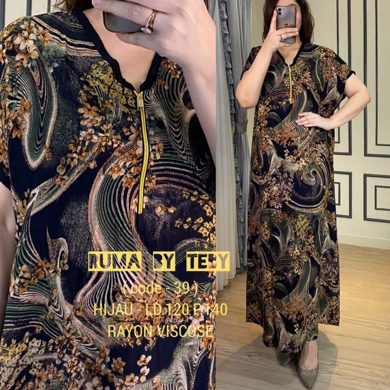 Daster Arab TEBY RUMA Series Dress Rayon Super Originanal Best Seller-Hijau Code 39