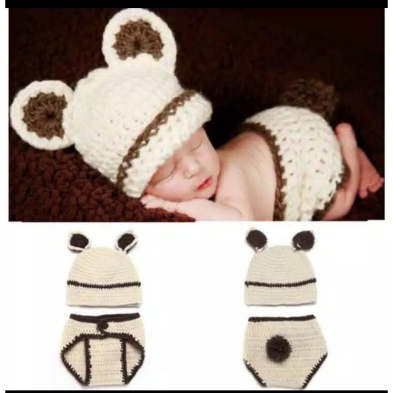 kostum beruang/ kostum baju bayi/ kostum Newborn/ kostum rajut bayi