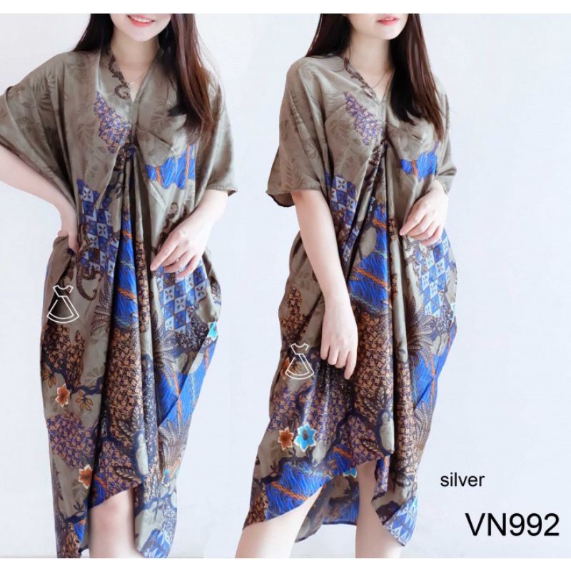 DRESS BATIK KAFTAN VN992 / BATIK KANTOR WANITA / BATIK KAFTAN / DRESS BATIK MODERN