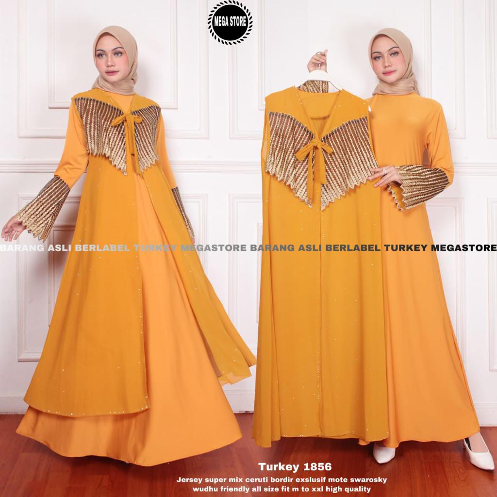 TURKEY 1856 BERLABEL MEGASTORE / GAMIS ABAYA BERBAHAN JERSEY WARNA MUSTARD / GAMIS POLOS BERBAHAN RA