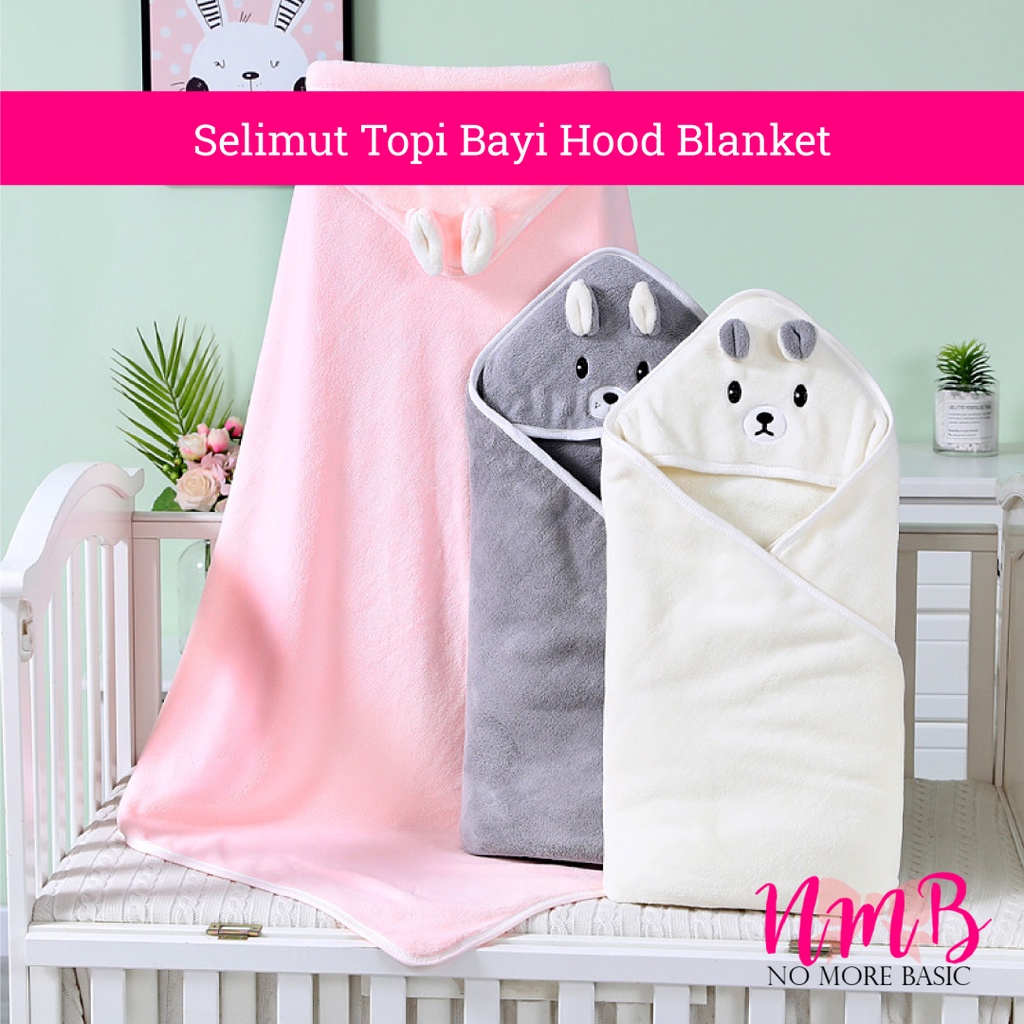 Selimut Topi Bayi Karakter Hood Blanket Newborn Selimut Bayi Karakter