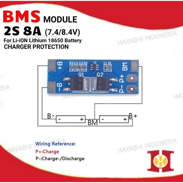 Modul BMS Battery Charger Protection Pelindung Baterai 18650 2S 8A