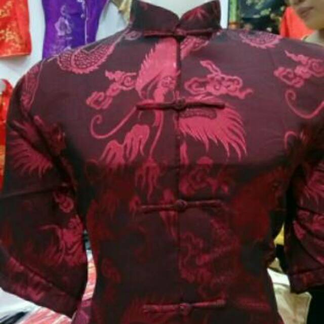 Cheongsam Pria Lengan Pendek Motif Naga