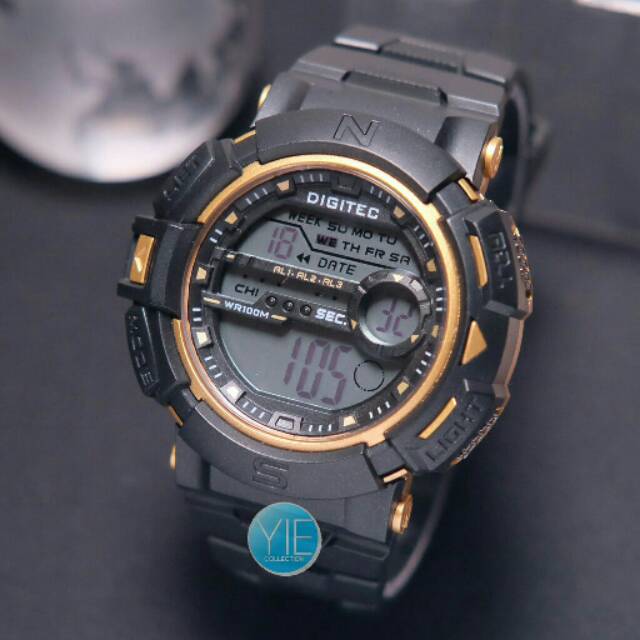 Jam Tangan Sport Pria Dual Time Digitec DG 3024 T Original Anti Air