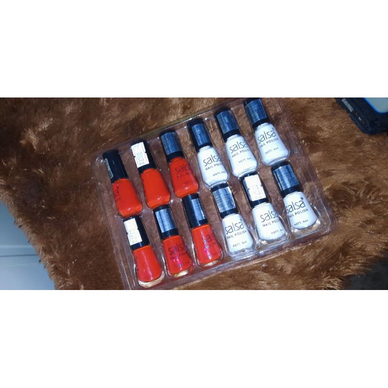 kutek salsa warna merah dan putih