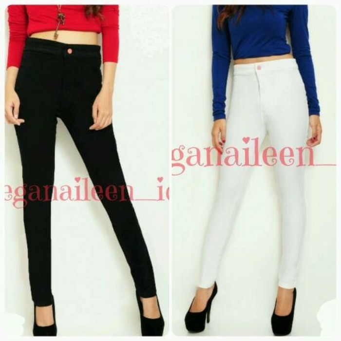 celana jeans highwaist jumbo putih & hitam / celana jeans jumbo wanita