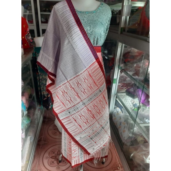 SONGKET TUMTUMAN FULL RAGI HIDUP SARUNG SELENDANG PENGANTIN BATAK ASLI PUTIH LILAC TENUN TARUTUNG